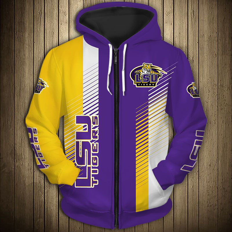 Lsu Tigers Striped Hoodie - Geaux Tigers